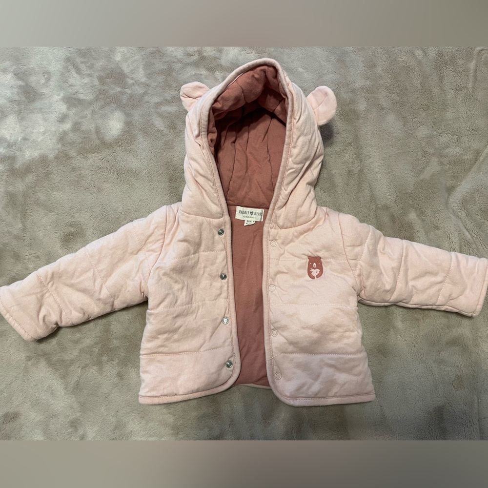 Baby Pink Quilted Jacket with Ears